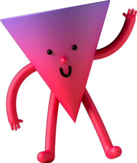 Triangular Happy 3d Character Illustration